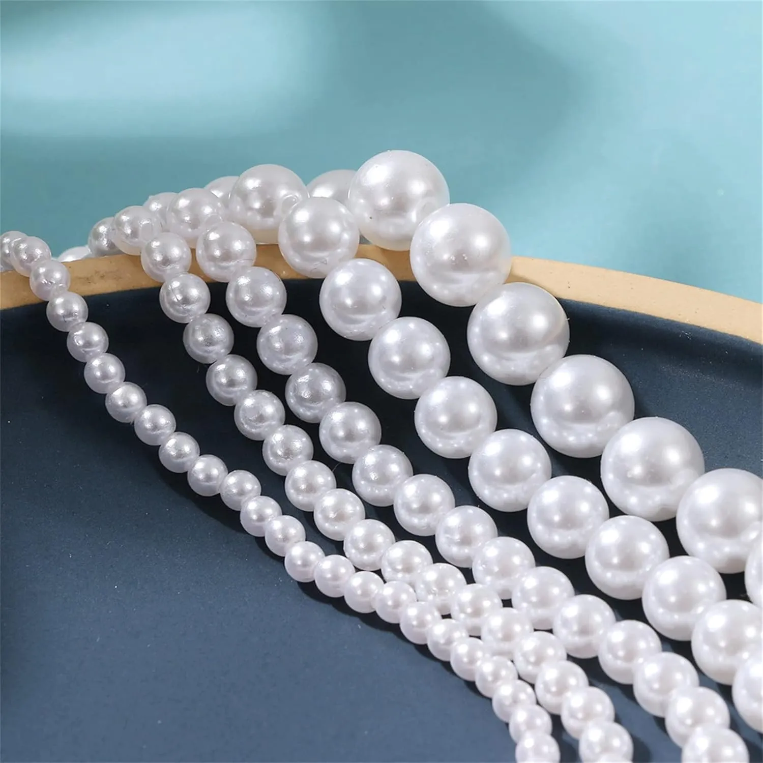 1-5Pcs Multi Size Minimalist Pearl Beads Adjustable Chain Necklaces Bohemian Stackable Artificial Pearl Beaded Chokers Dainty Layered Necklace Jewelry Gifts for Women