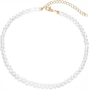 1-5Pcs Multi Size Minimalist Pearl Beads Adjustable Chain Necklaces Bohemian Stackable Artificial Pearl Beaded Chokers Dainty Layered Necklace Jewelry Gifts for Women