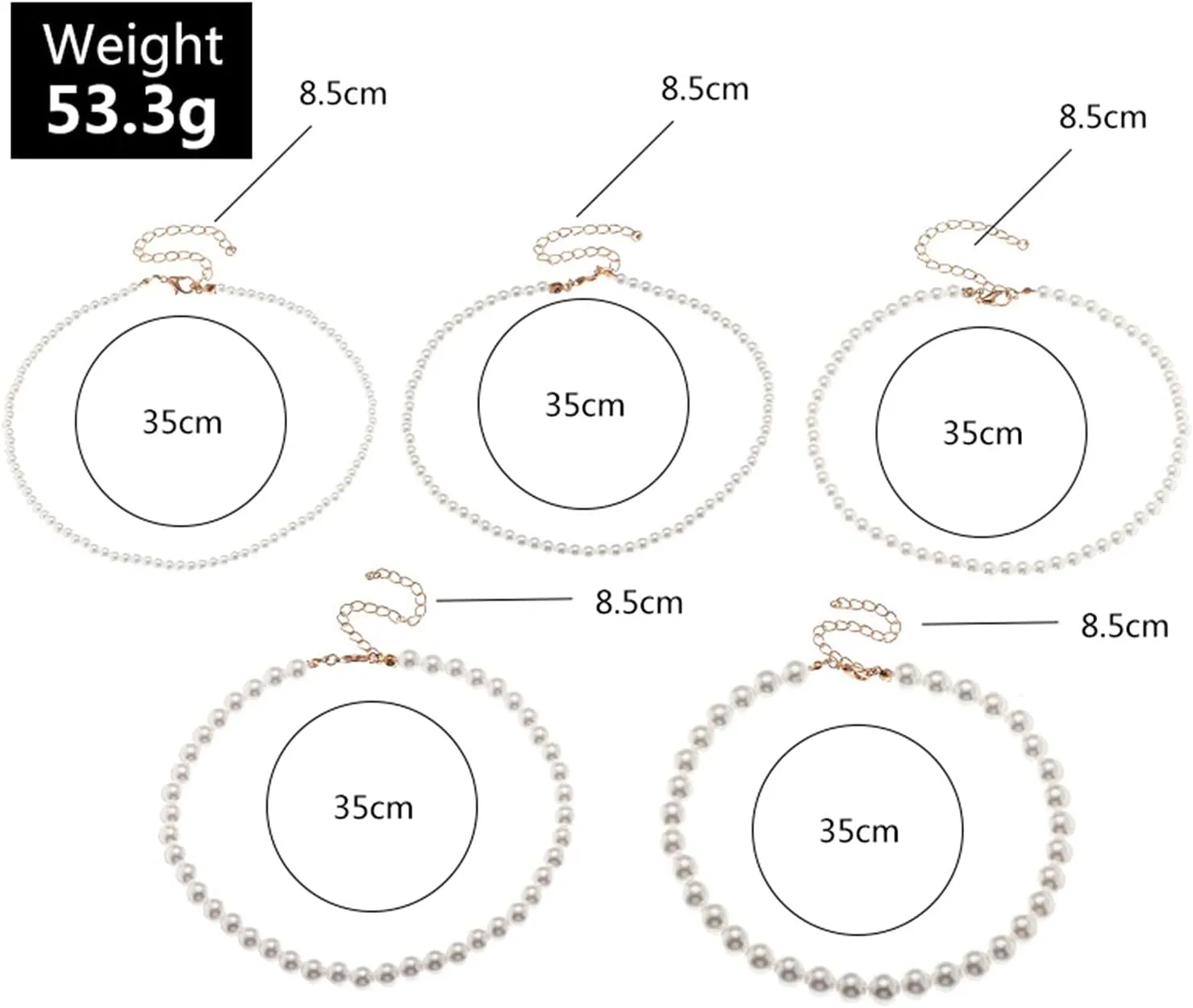 1-5Pcs Multi Size Minimalist Pearl Beads Adjustable Chain Necklaces Bohemian Stackable Artificial Pearl Beaded Chokers Dainty Layered Necklace Jewelry Gifts for Women