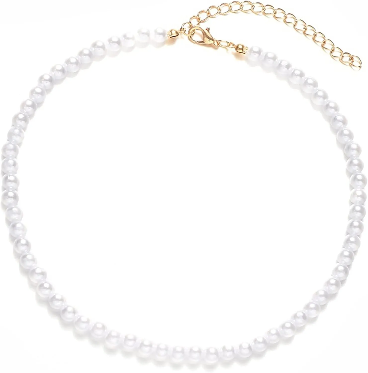 1-5Pcs Multi Size Minimalist Pearl Beads Adjustable Chain Necklaces Bohemian Stackable Artificial Pearl Beaded Chokers Dainty Layered Necklace Jewelry Gifts for Women