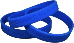 10 Blue" I Support Colon Cancer Awareness" Bracelets 100% Medical Grade Silicone - Latex and Toxin Free - 10 Bracelets - Show Your Support For Colon Cancer Awareness