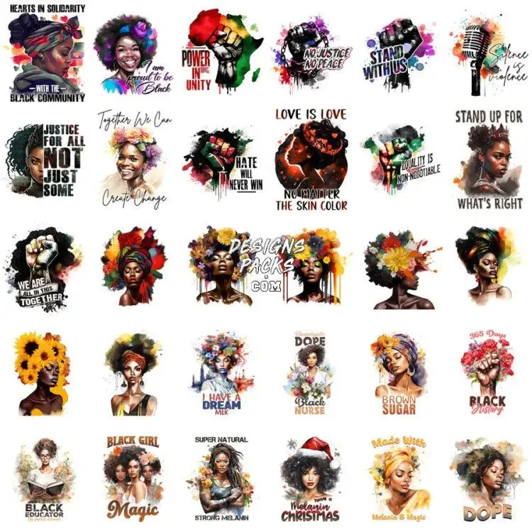 100 Black History Girls Mega Designs Bundle PNG