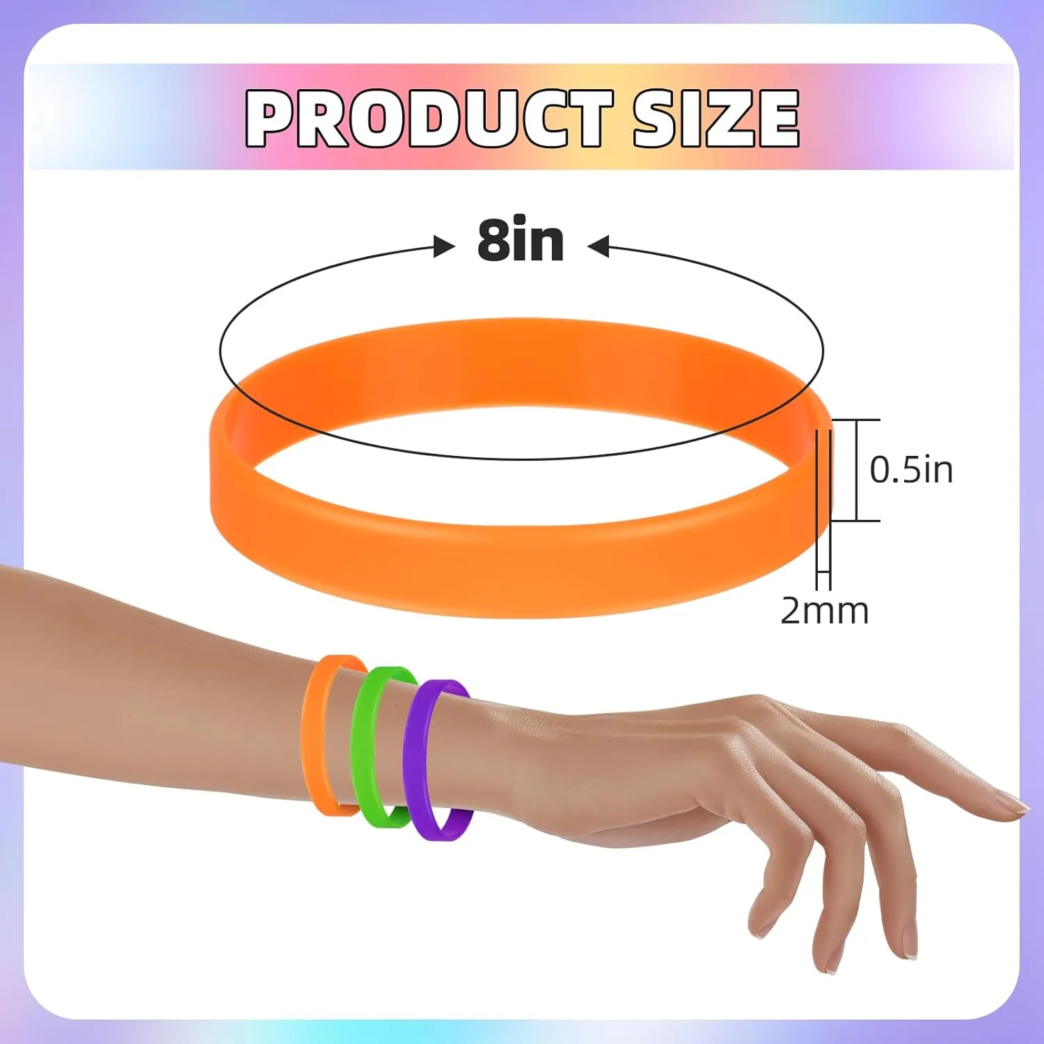 100 Pieces Colored Silicone Wristbands Bulk Rubber Bracelets, Plain Rubber Bracelets-10 Mix Colors For Adults Teens