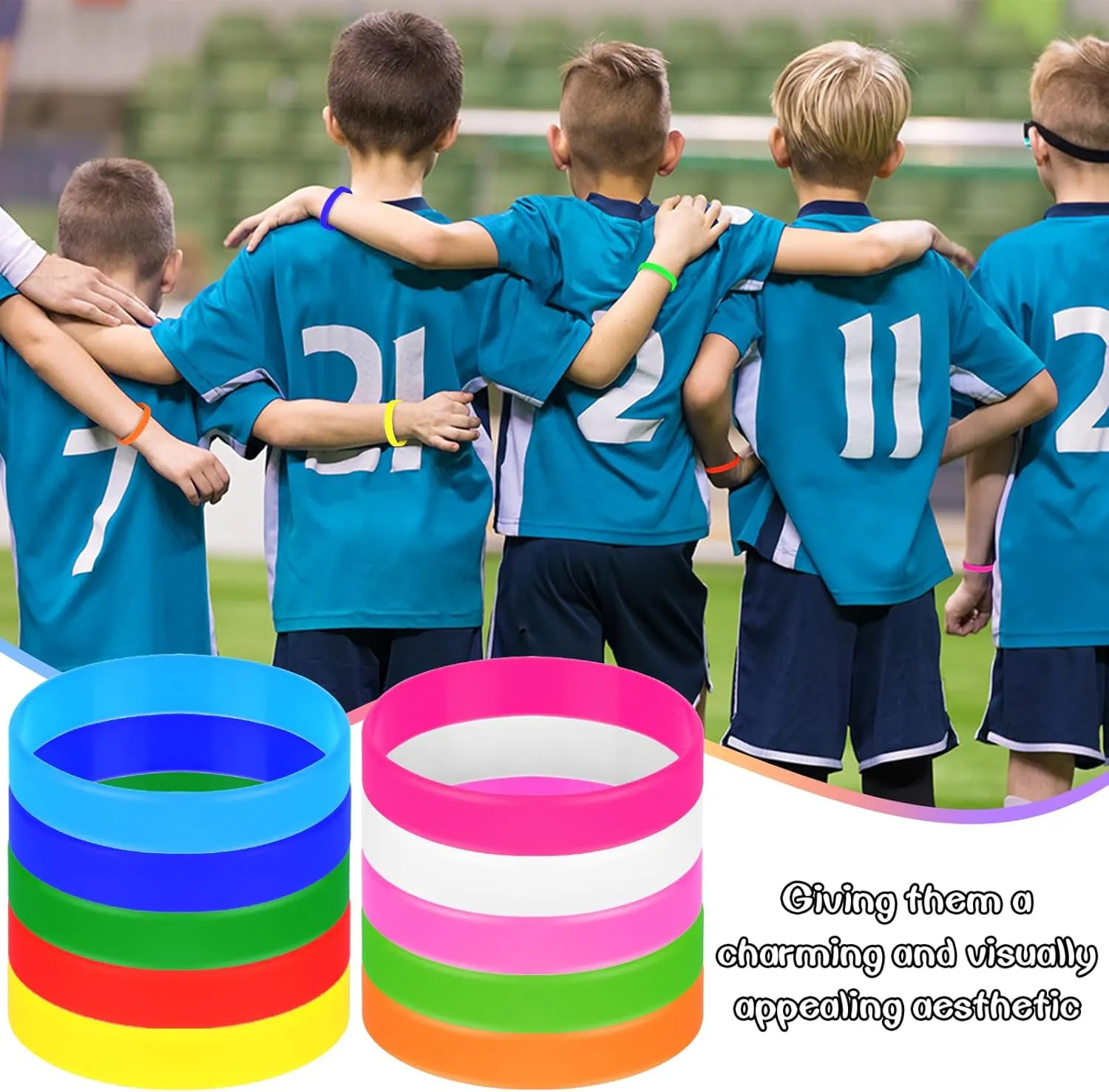 100 Pieces Colored Silicone Wristbands Bulk Rubber Bracelets, Plain Rubber Bracelets-10 Mix Colors For Adults Teens
