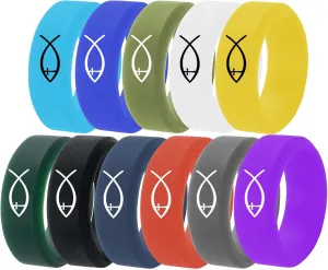 11 Colors Set-Custom Logo Text Silicone Rings 8mm Breathable Rubber Bevel Edges Rings Wedding Band,Christian Cross Rings/Freemason Compass Symbol Masonic Rings