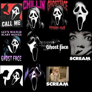 11 Face Horror Halloween Movie Designs Bundle PNG