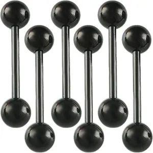 14G 14 Gauge 1.6mm Surgical Steel Tongue Rings Straight Bars Balls Barbells Piercing Set of 6