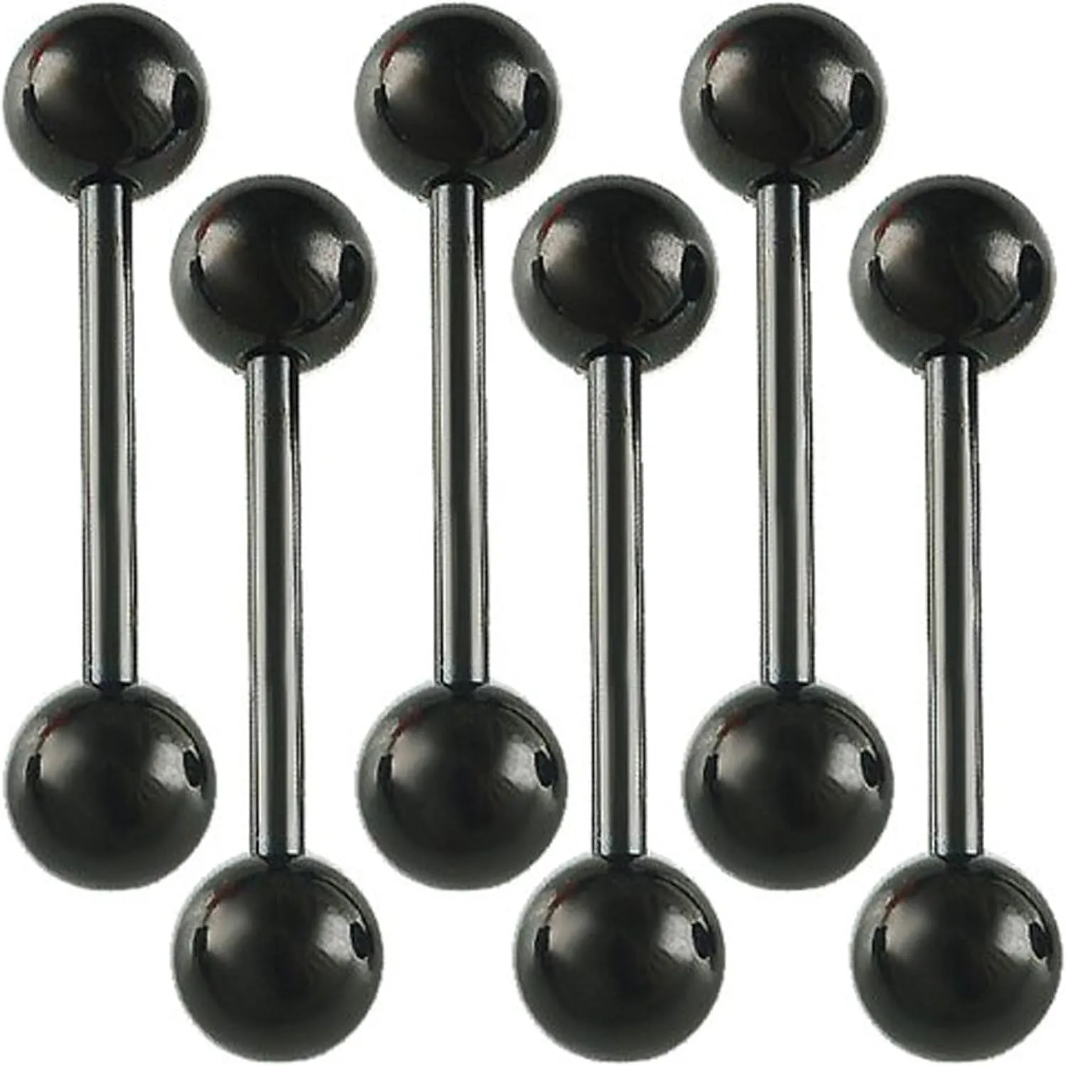 14G 14 Gauge 1.6mm Surgical Steel Tongue Rings Straight Bars Balls Barbells Piercing Set of 6