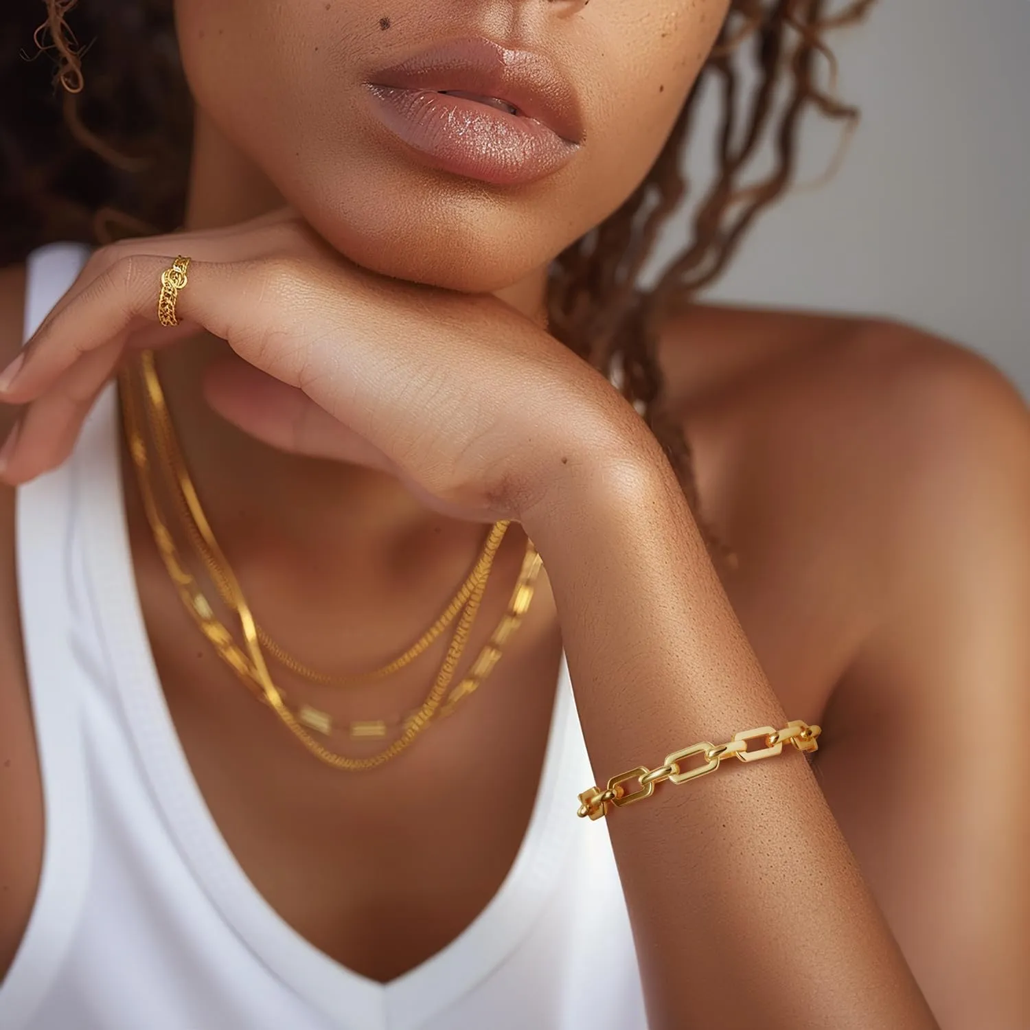 14K Gold Bracelets for Women Paperclip Design Gold Chain Bracelet Five Sizes (6.5-9 Inches) Layering Gifts for Men & Women