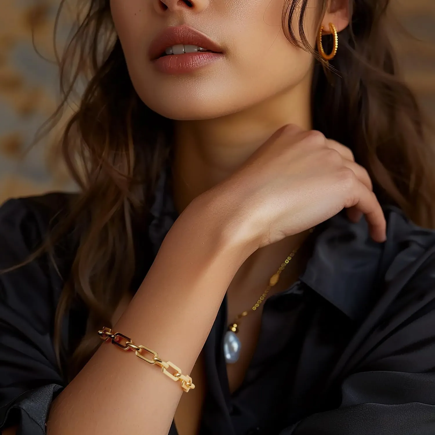 14K Gold Bracelets for Women Paperclip Design Gold Chain Bracelet Five Sizes (6.5-9 Inches) Layering Gifts for Men & Women