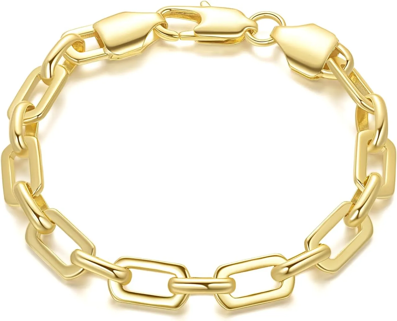 14K Gold Bracelets for Women Paperclip Design Gold Chain Bracelet Five Sizes (6.5-9 Inches) Layering Gifts for Men & Women
