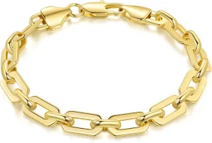 14K Gold Bracelets for Women Paperclip Design Gold Chain Bracelet Five Sizes (6.5-9 Inches) Layering Gifts for Men & Women