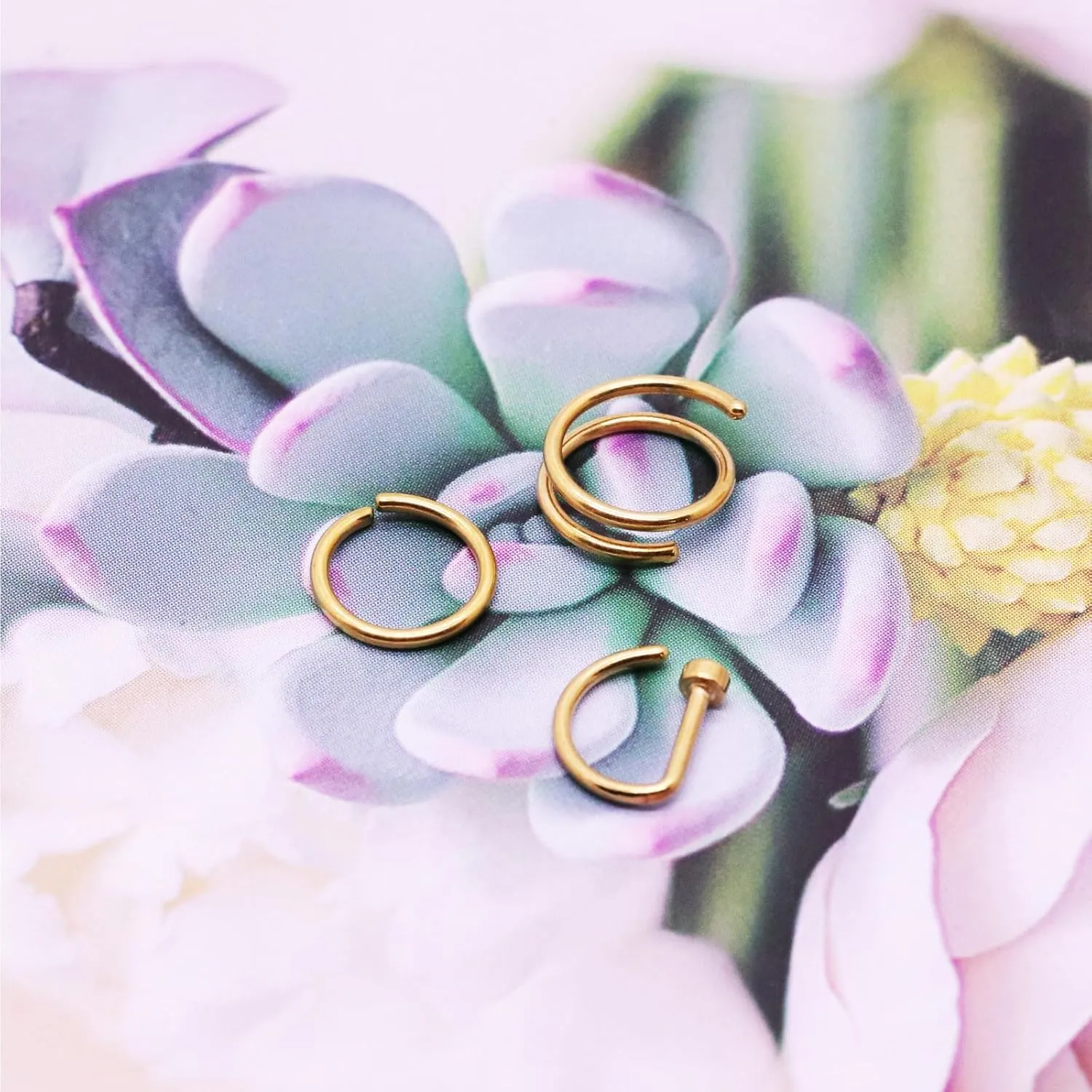 14K Gold Filled Nose Rings Hoop 20G D-Shaped Nose Rings Double Hoop Nose Ring 3Pcs Thin Nose Hoops Hypoallergenic Half Hoop 6mm/8mm/10mm Piercing Hoops Jewelry