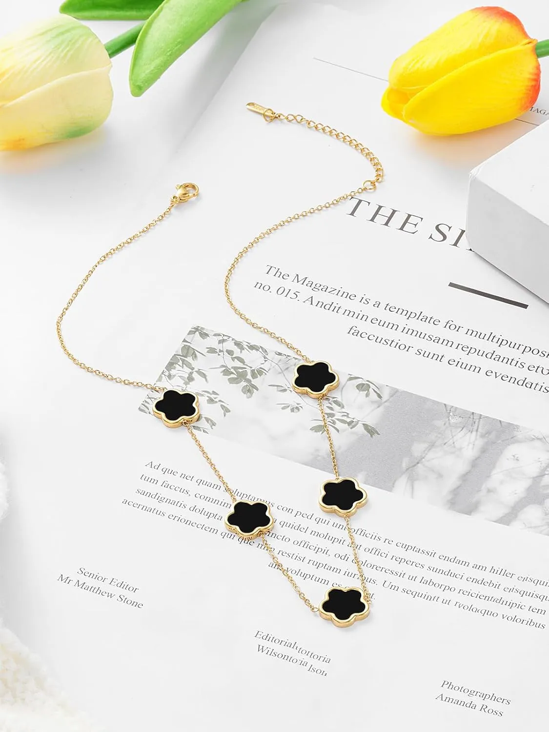 14K Gold Pendant Four Leaf Clover Necklace for Women Lucky Flower Jewelry