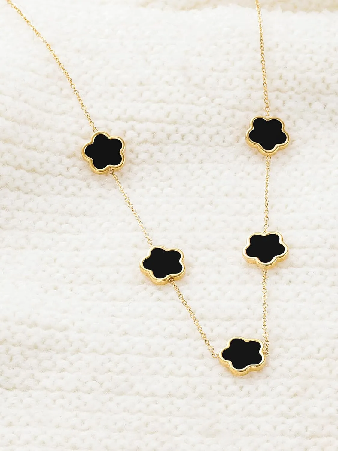 14K Gold Pendant Four Leaf Clover Necklace for Women Lucky Flower Jewelry