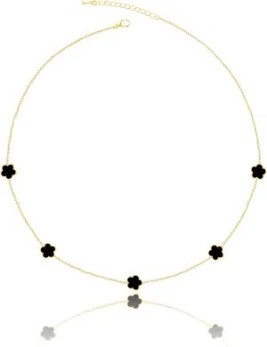 14K Gold Pendant Four Leaf Clover Necklace for Women Lucky Flower Jewelry
