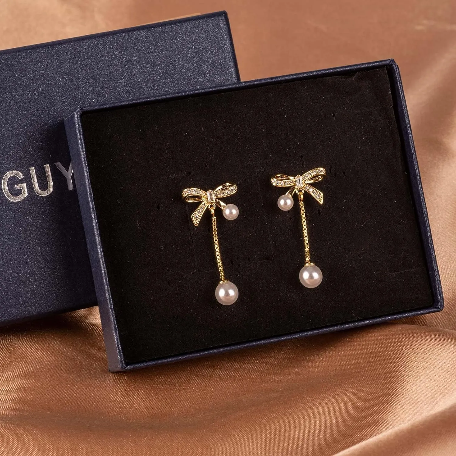 14K Gold Plated 925 Sterling Silver Posts Bow Earrings for Women, Cubic Zirconia Butterfly Stud Earrings, Hypoallergenic Earrings Fashion Jewelry Gifts for Women