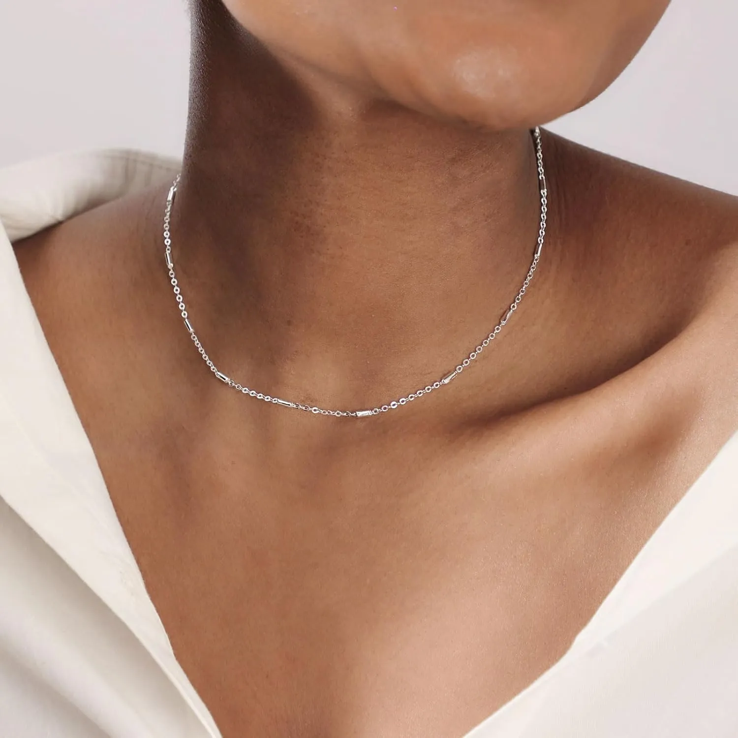 14K Gold Plated Choker Necklace for Women Dainty Coin Chain Chokers Simple Lighting Bolt Fishbone Necklaces Everyday Jewelry Gifts
