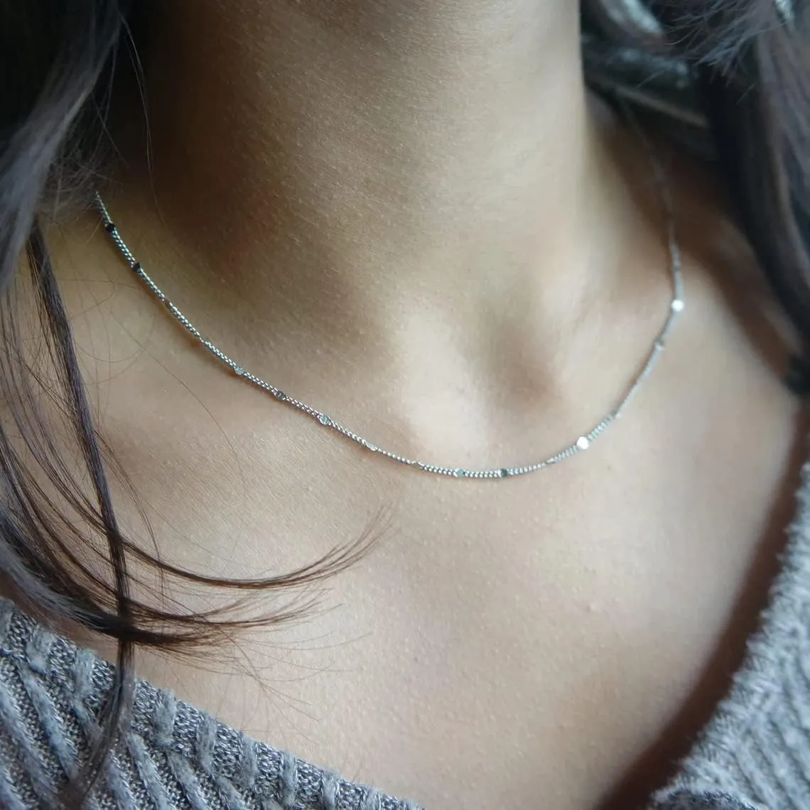 14K Gold Plated Choker Necklace for Women Dainty Coin Chain Chokers Simple Lighting Bolt Fishbone Necklaces Everyday Jewelry Gifts