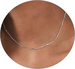 14K Gold Plated Choker Necklace for Women Dainty Coin Chain Chokers Simple Lighting Bolt Fishbone Necklaces Everyday Jewelry Gifts