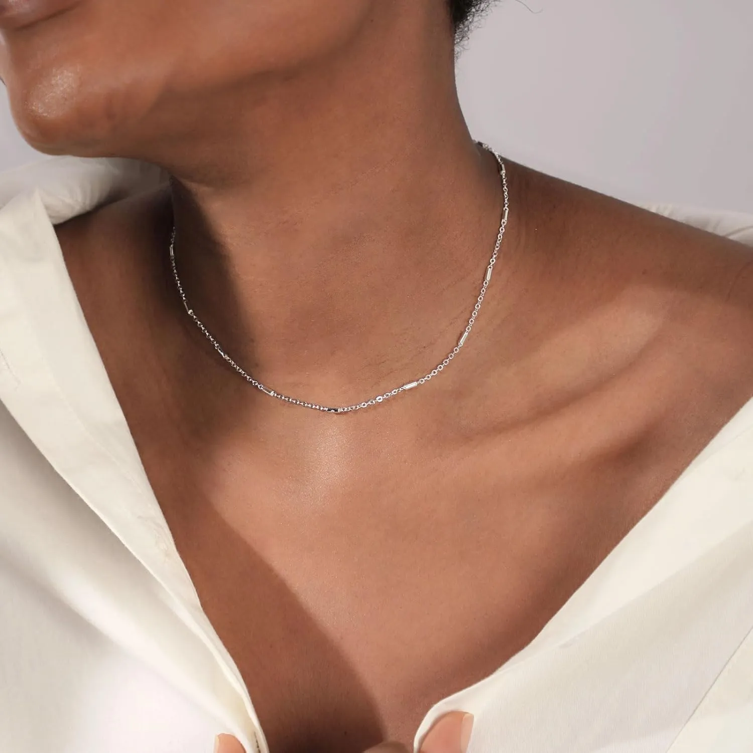 14K Gold Plated Choker Necklace for Women Dainty Coin Chain Chokers Simple Lighting Bolt Fishbone Necklaces Everyday Jewelry Gifts