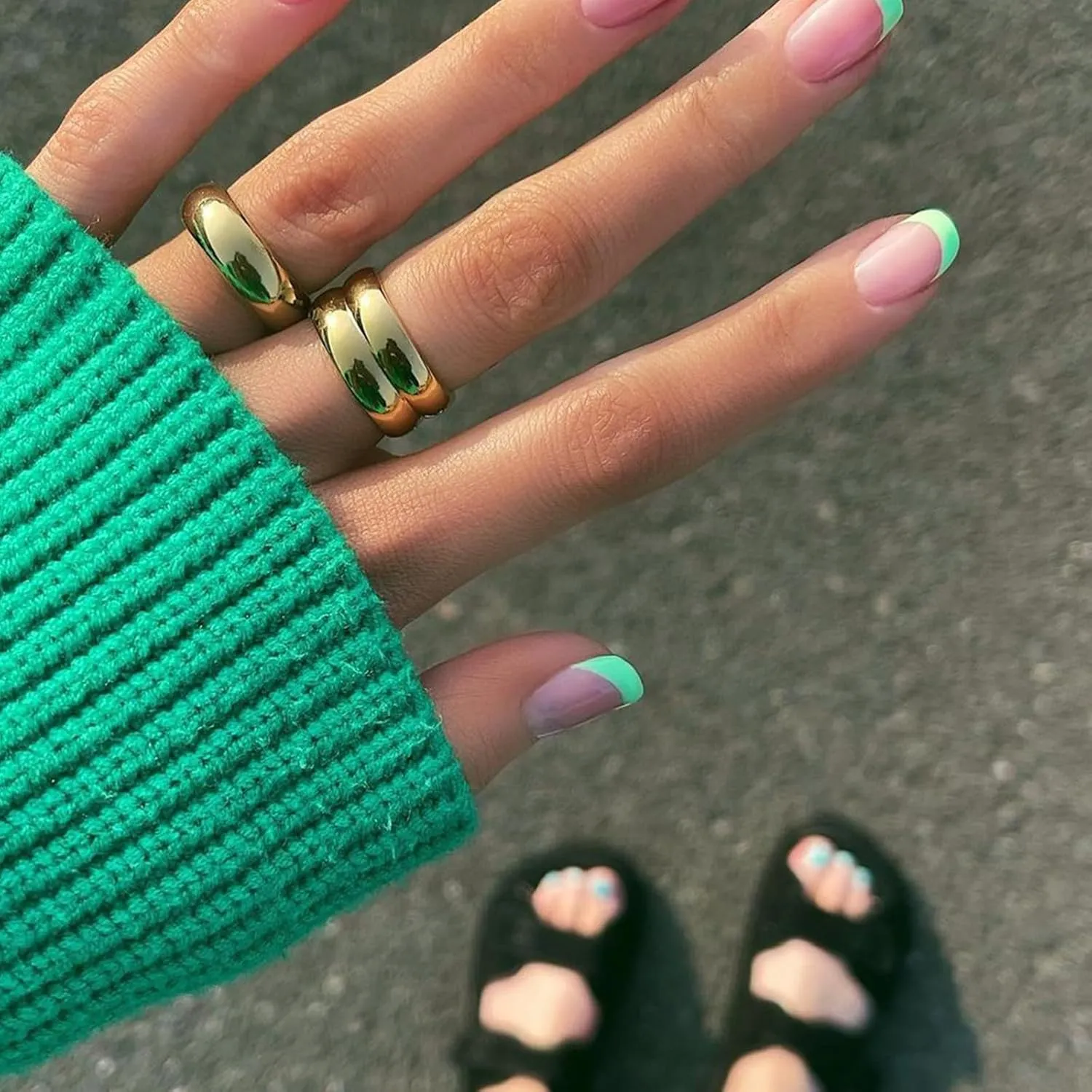 14K Gold Wide Band Rings for Women Chunky Gold Rings That Don't Tarnish Size 6-11 Statement Rings for Women Gold and Silver Rings for Women Men