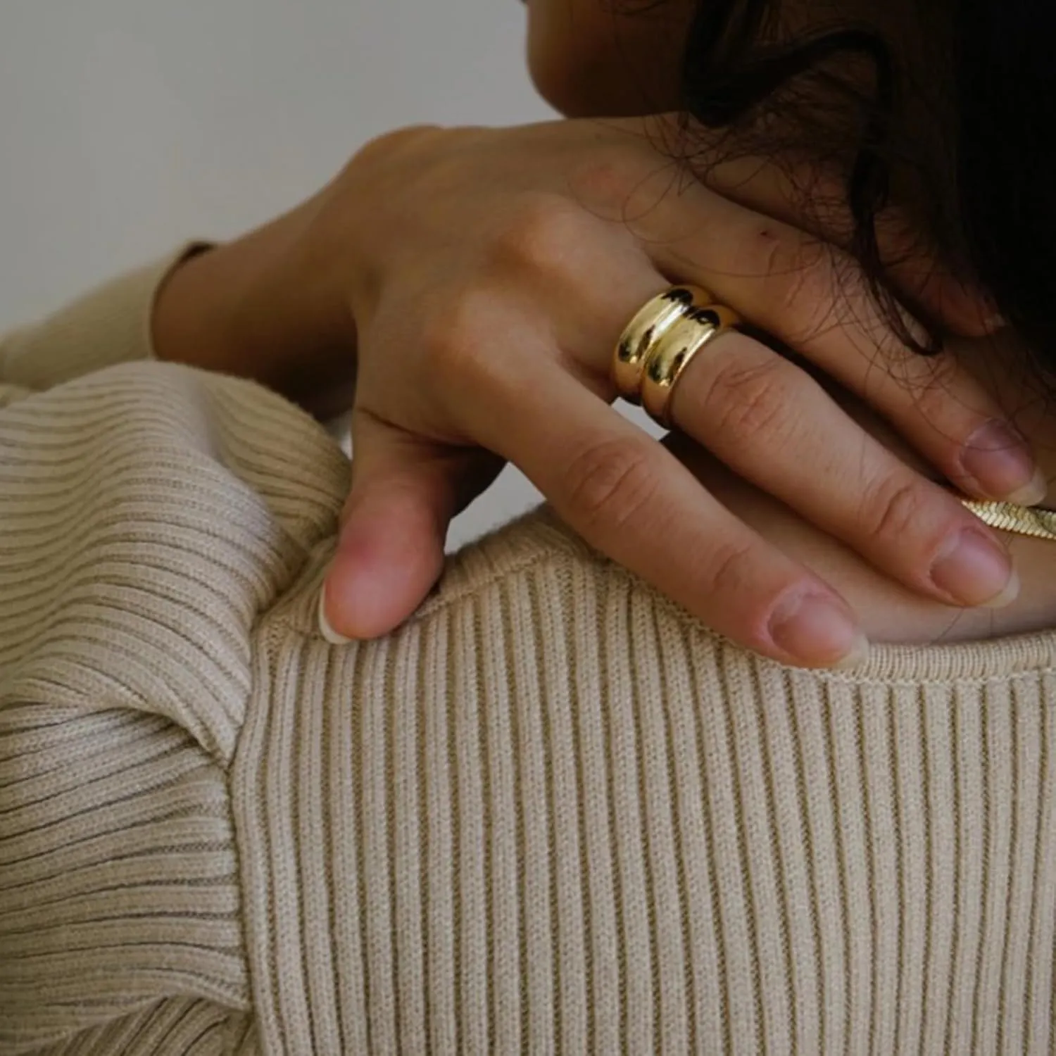 14K Gold Wide Band Rings for Women Chunky Gold Rings That Don't Tarnish Size 6-11 Statement Rings for Women Gold and Silver Rings for Women Men