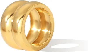 14K Gold Wide Band Rings for Women Chunky Gold Rings That Don't Tarnish Size 6-11 Statement Rings for Women Gold and Silver Rings for Women Men
