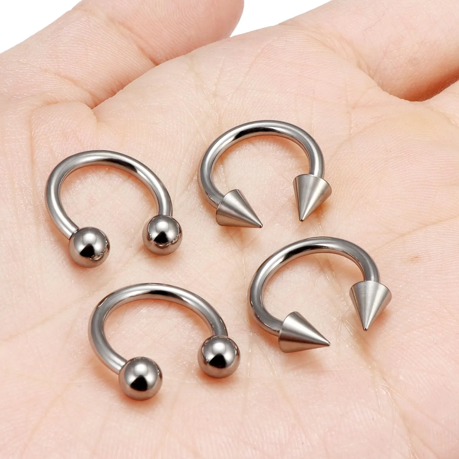 16G 14G 12G G23 Titanium Septum Rings Implant Grade Septum Piercings Horseshoes Lip Eyebrow Nose Ring Medical Cartilage Tragus Helix Rook Hoop Earring Piercing Jewelry for Women Men 8mm 10mm