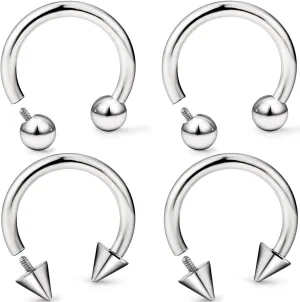 16G 14G 12G G23 Titanium Septum Rings Implant Grade Septum Piercings Horseshoes Lip Eyebrow Nose Ring Medical Cartilage Tragus Helix Rook Hoop Earring Piercing Jewelry for Women Men 8mm 10mm
