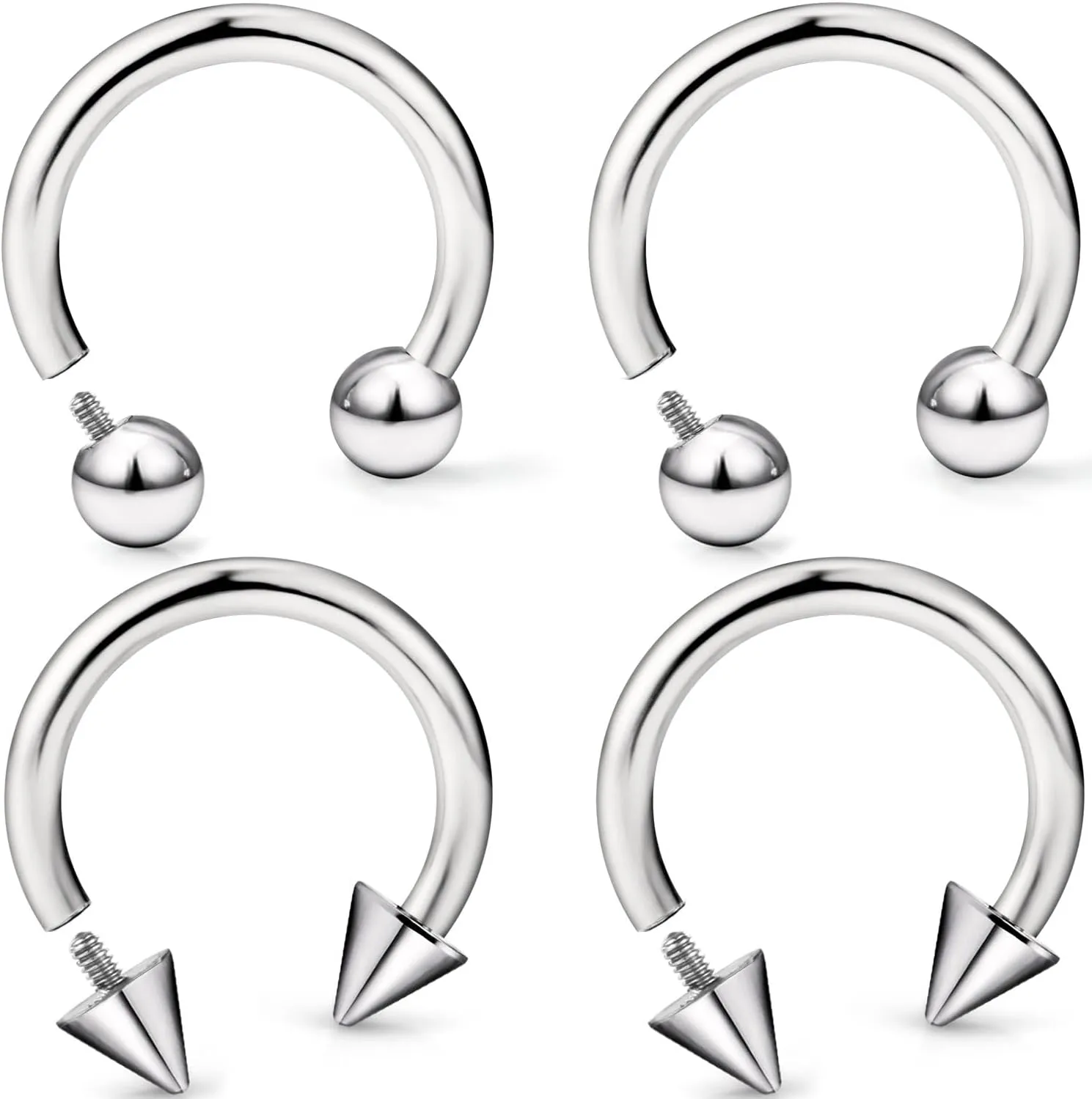 16G 14G 12G G23 Titanium Septum Rings Implant Grade Septum Piercings Horseshoes Lip Eyebrow Nose Ring Medical Cartilage Tragus Helix Rook Hoop Earring Piercing Jewelry for Women Men 8mm 10mm
