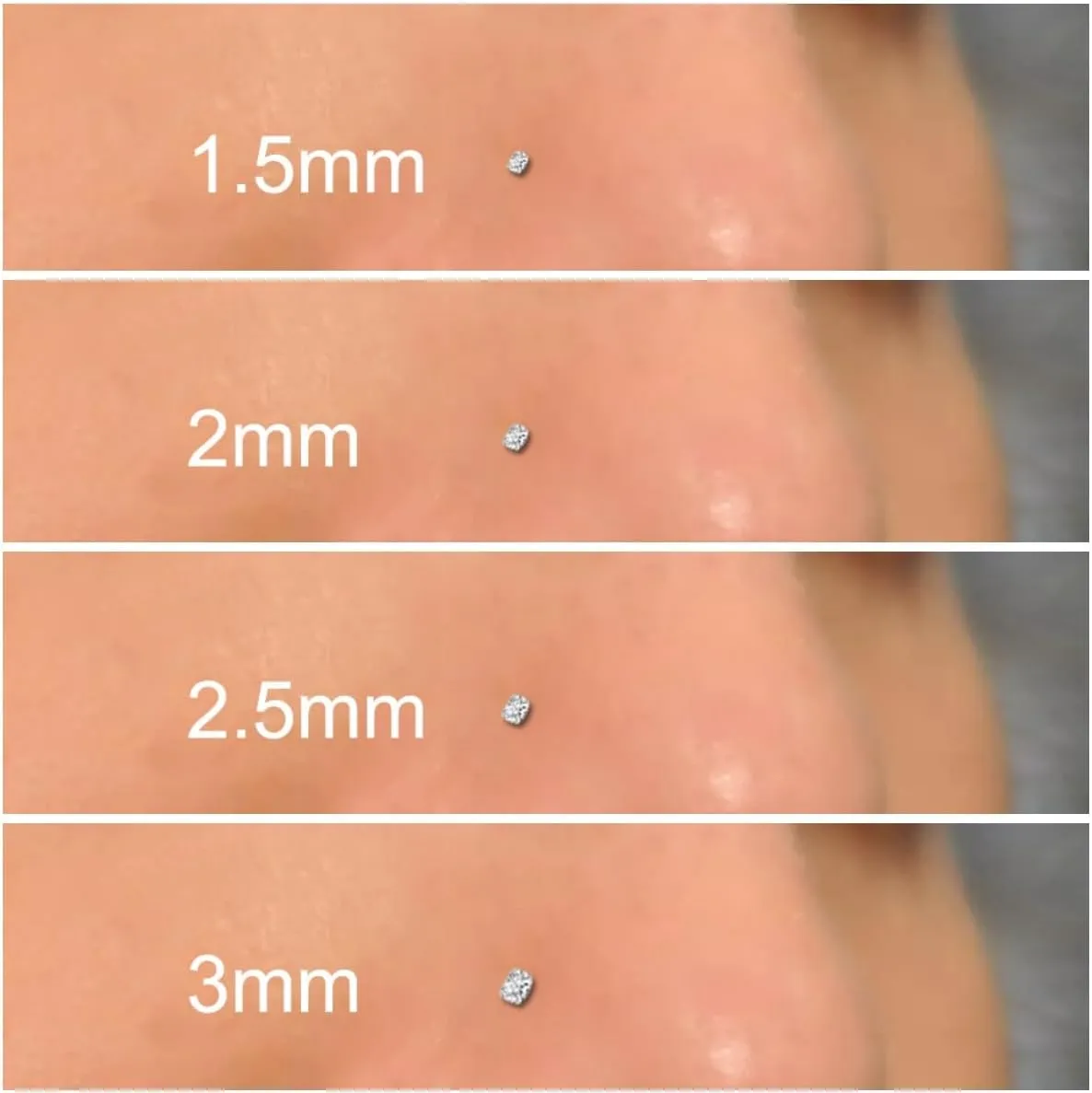 16Pcs 18G 20G 316L Stainless Steel Threadless Push in Nose Rings Studs for Women Men Nose Rings Hoop Nose Piercing Jewelry CZ 1.5-3mm