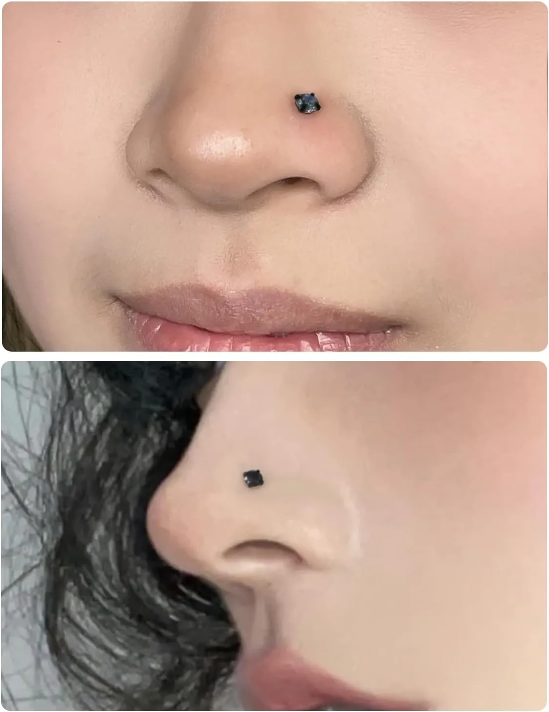 18G 20G Black Nose Rings Studs Piercing Jewelry for Women 316L Surgical Steel L Shaped Screw Straight Diamond CZ Nose Rings Studs Nostril Piercing Jewelry for Women Men Hypoallergenic