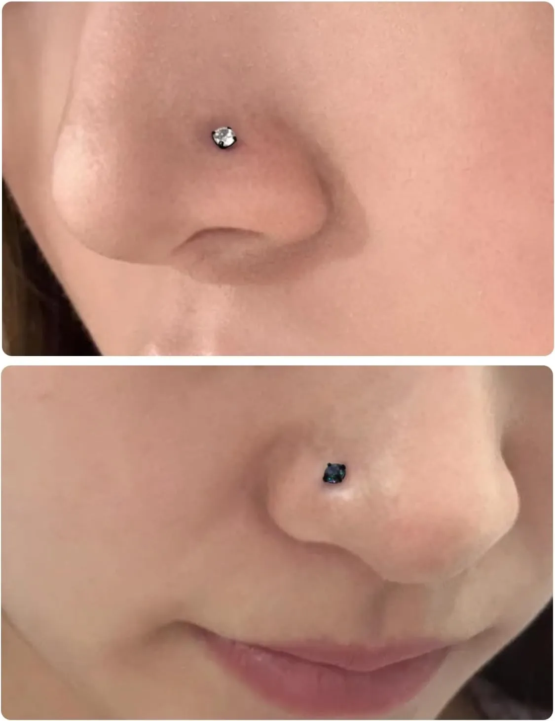 18G 20G Black Nose Rings Studs Piercing Jewelry for Women 316L Surgical Steel L Shaped Screw Straight Diamond CZ Nose Rings Studs Nostril Piercing Jewelry for Women Men Hypoallergenic