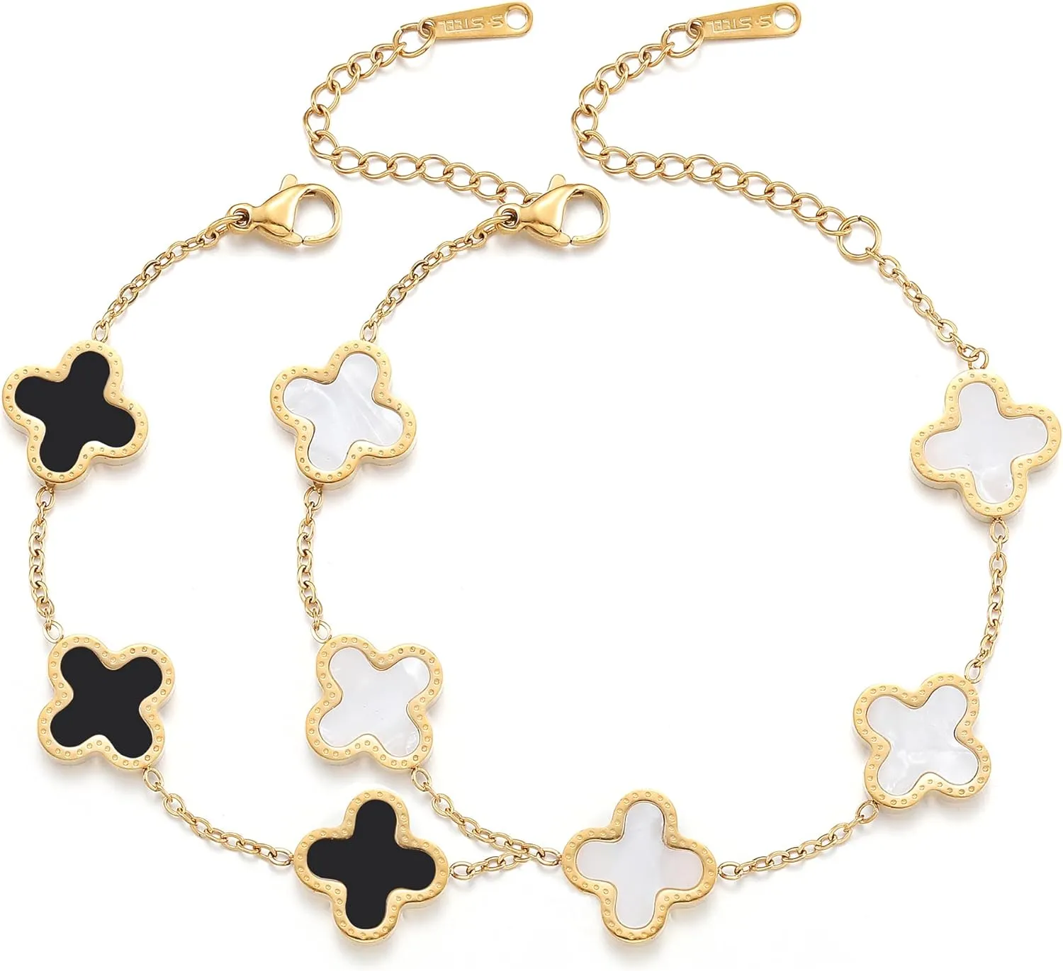18K Gold Plated Clover Lucky Bracelet for Women Four leaf Bracelets Cute Colorful Bracelets Jewelry Gifts Trendy for Women