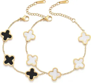 18K Gold Plated Clover Lucky Bracelet for Women Four leaf Bracelets Cute Colorful Bracelets Jewelry Gifts Trendy for Women