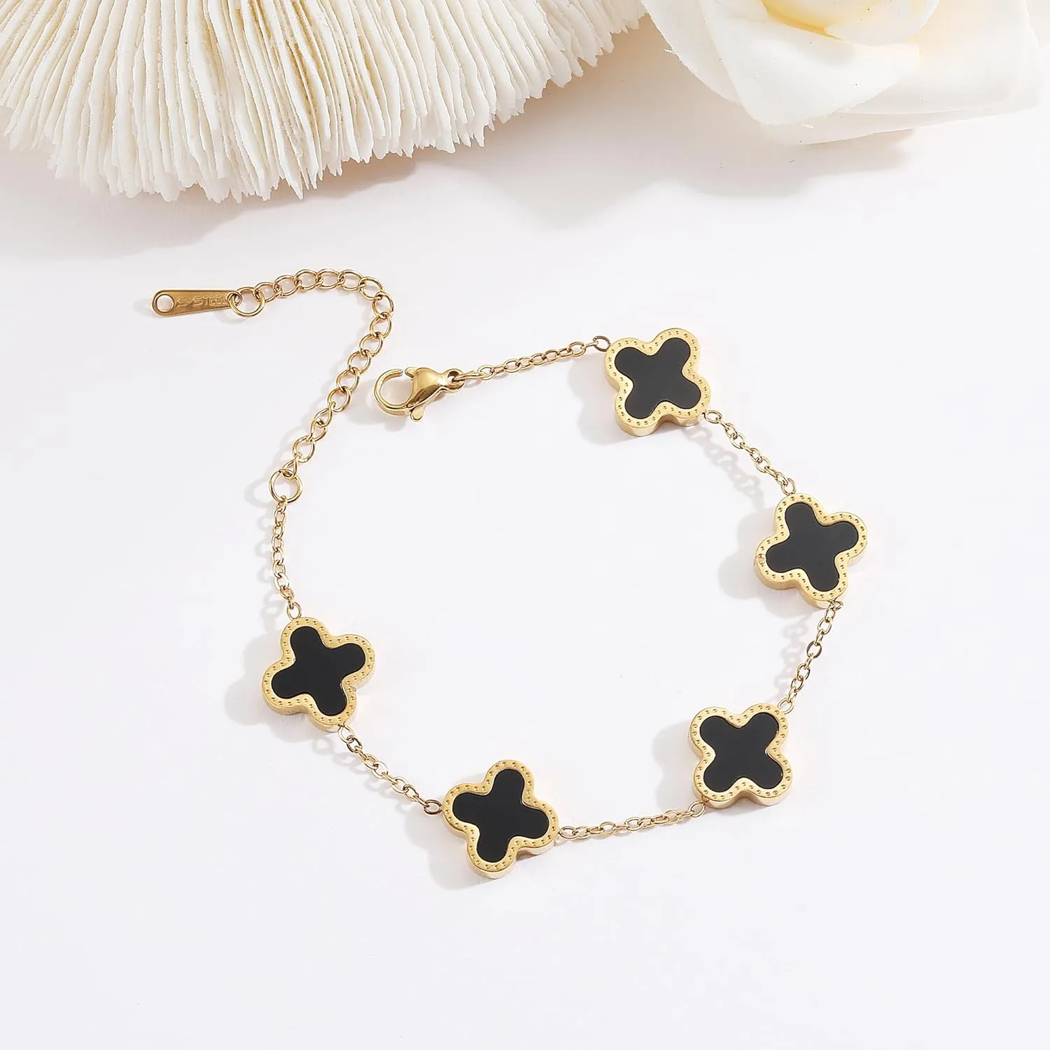 18K Gold Plated Clover Lucky Bracelet for Women Four leaf Bracelets Cute Colorful Bracelets Jewelry Gifts Trendy for Women