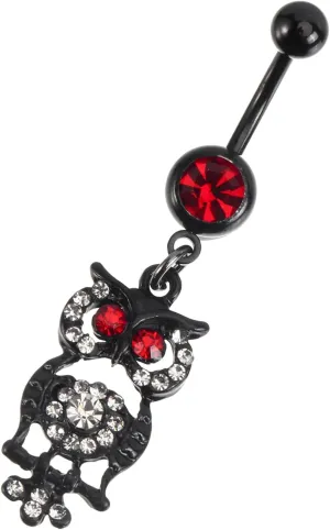 1Pc Owl Diamond Studded Belly Button Ring for Women Navel Jewelry with Unique Design Durable Strong Belly Piercing Accessory Belly Ring Lovers