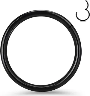 1pcs Women Men Titanium Hinged Nose Rings Hoop 20G 18G 16G Clicker Hoop for Nostril Septum Cartilage Helix Daith Tragus Rook Conch Lip Ear Lobe Piercings 6mm/7mm/8mm/9mm/10mm/12mm Silver-Gold-Rose Gold-Black