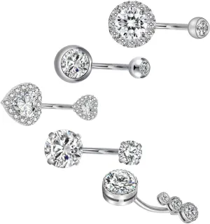 1Set Rhinestone Belly Button Rings for Women Stylish Navel Jewelry Body Piercing Comfortable Design Loved Ones