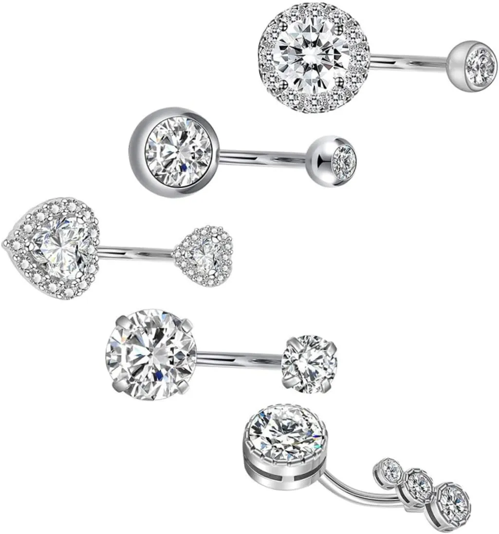 1Set Rhinestone Belly Button Rings for Women Stylish Navel Jewelry Body Piercing Comfortable Design Loved Ones