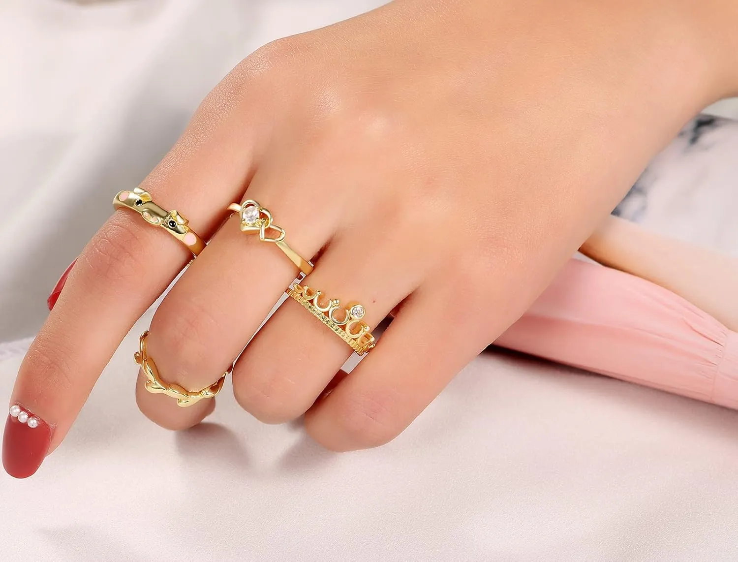 20 Pcs Adjustable Rings Set for Women - Finger Rings Pack Stackable Rings for Teens- Cute Rings for Teen Girls -in Gold and Silver Tone