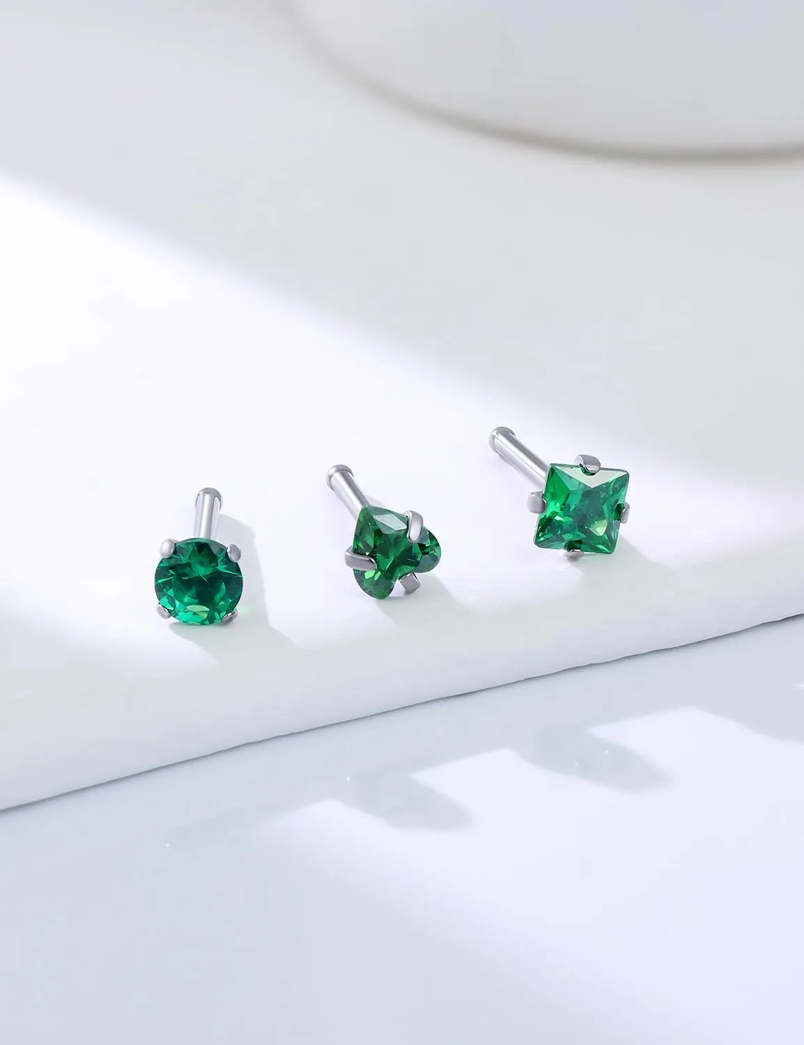 20G Astm F136 Titanium Nose Rings Studs Piercing Jewelry for Women L Shaped Corkscrew Straight Titanium Heart Nose Rings Studs Round Square CZ Nostril Piercing Jewelry for Women Men