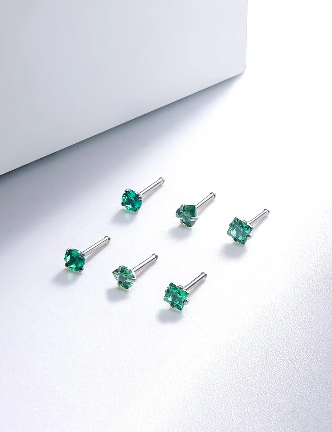 20G Astm F136 Titanium Nose Rings Studs Piercing Jewelry for Women L Shaped Corkscrew Straight Titanium Heart Nose Rings Studs Round Square CZ Nostril Piercing Jewelry for Women Men