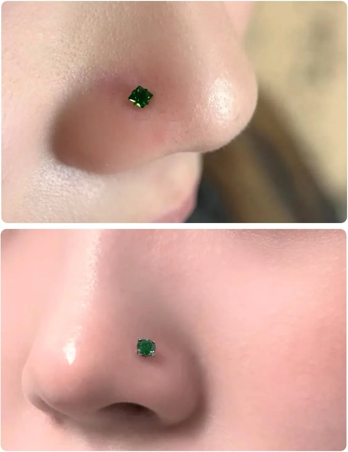 20G Astm F136 Titanium Nose Rings Studs Piercing Jewelry for Women L Shaped Corkscrew Straight Titanium Heart Nose Rings Studs Round Square CZ Nostril Piercing Jewelry for Women Men