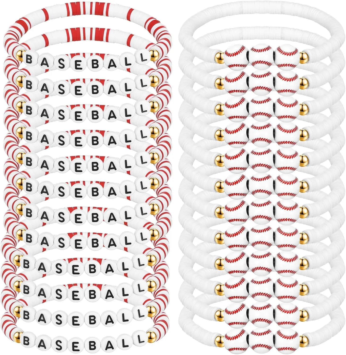 24 Pack Team Gift Ball Letter Clay Beaded Bracelet Bulk Sports Party Favor Orange Black Adjustable Sport Bracelets Player Gift for Teen Adults