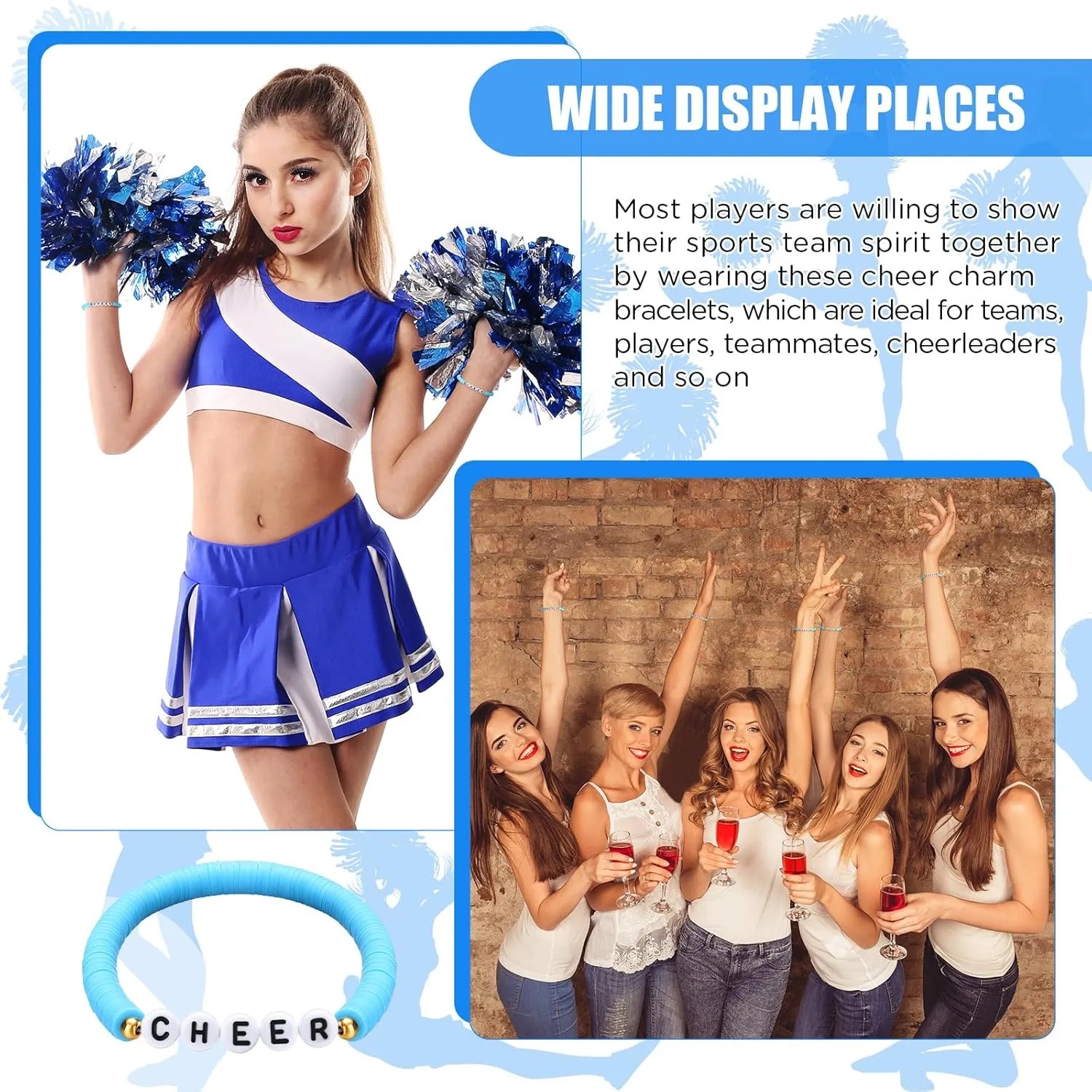 24 Pcs Cheerleader Gifts Stackable Clay Bead Cheer Bracelets Y2k Heishi Surfer Friendship Bracelets for Girls