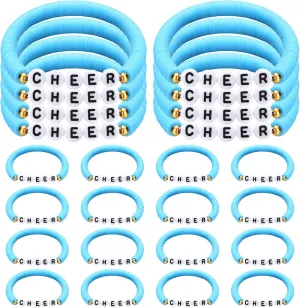 24 Pcs Cheerleader Gifts Stackable Clay Bead Cheer Bracelets Y2k Heishi Surfer Friendship Bracelets for Girls
