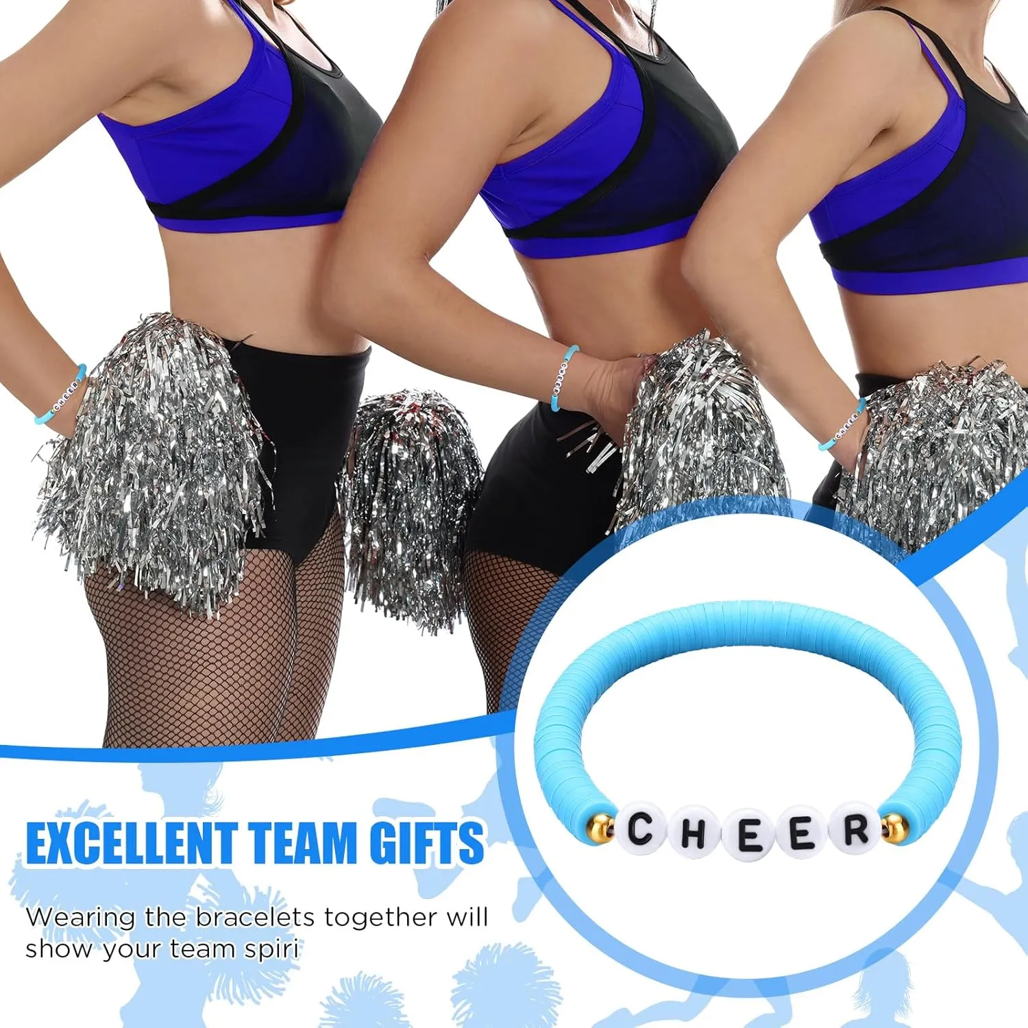 24 Pcs Cheerleader Gifts Stackable Clay Bead Cheer Bracelets Y2k Heishi Surfer Friendship Bracelets for Girls