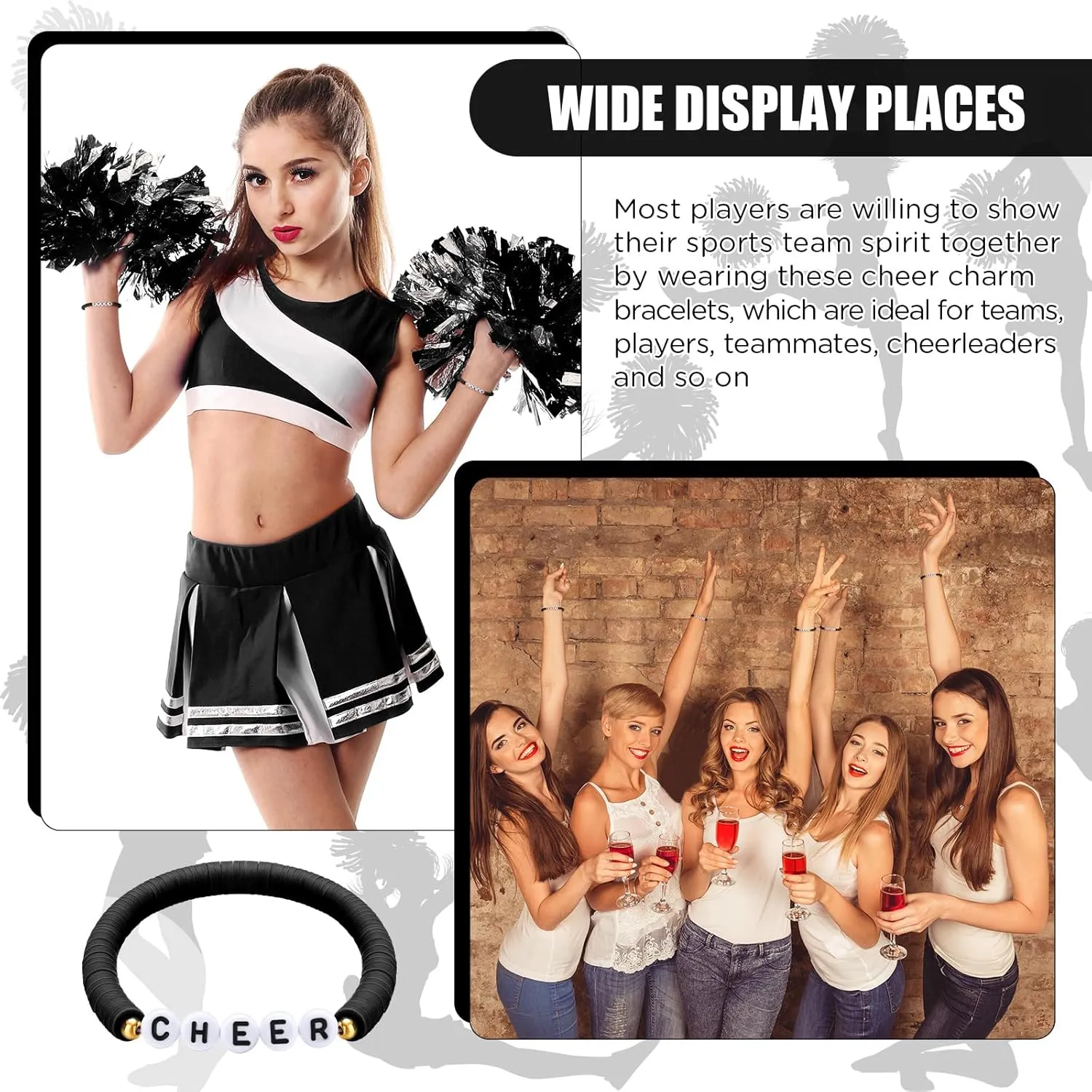 24 Pcs Cheerleader Gifts Stackable Clay Bead Cheer Bracelets Y2k Heishi Surfer Friendship Bracelets for Girls